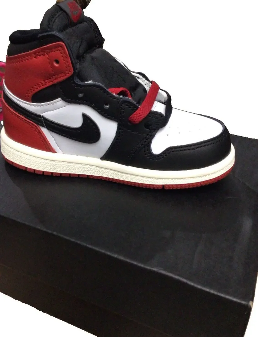 Jordan 1 Retro High OG (TD) High Top Sneaker US 7c Black/White/Red